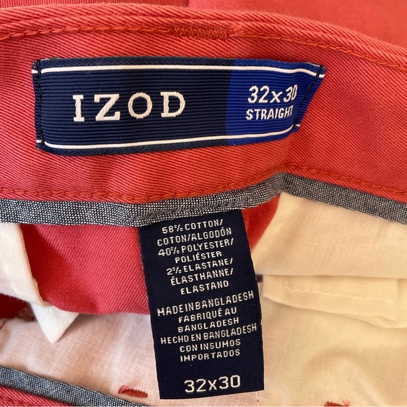 NWT MENS IZOD PERFORMANCE
STRAIGHT FIT STRETCH SPORTFLEX saltwater red 32 -30 - Picture 4 of 5